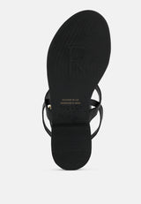 IRENE Black Flat Thong Sandals#color_black