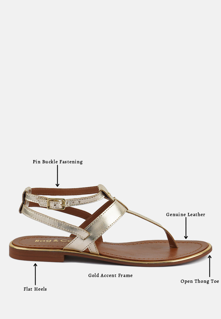 IRENE Gold Flat Thong Sandals