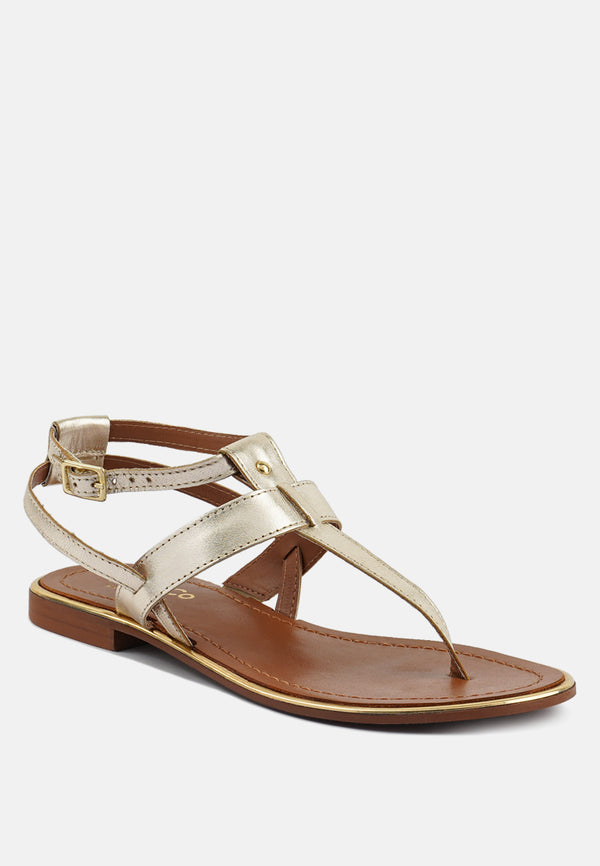 IRENE Gold Flat Thong Sandals#color_gold