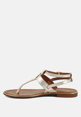 IRENE Gold Flat Thong Sandals#color_gold