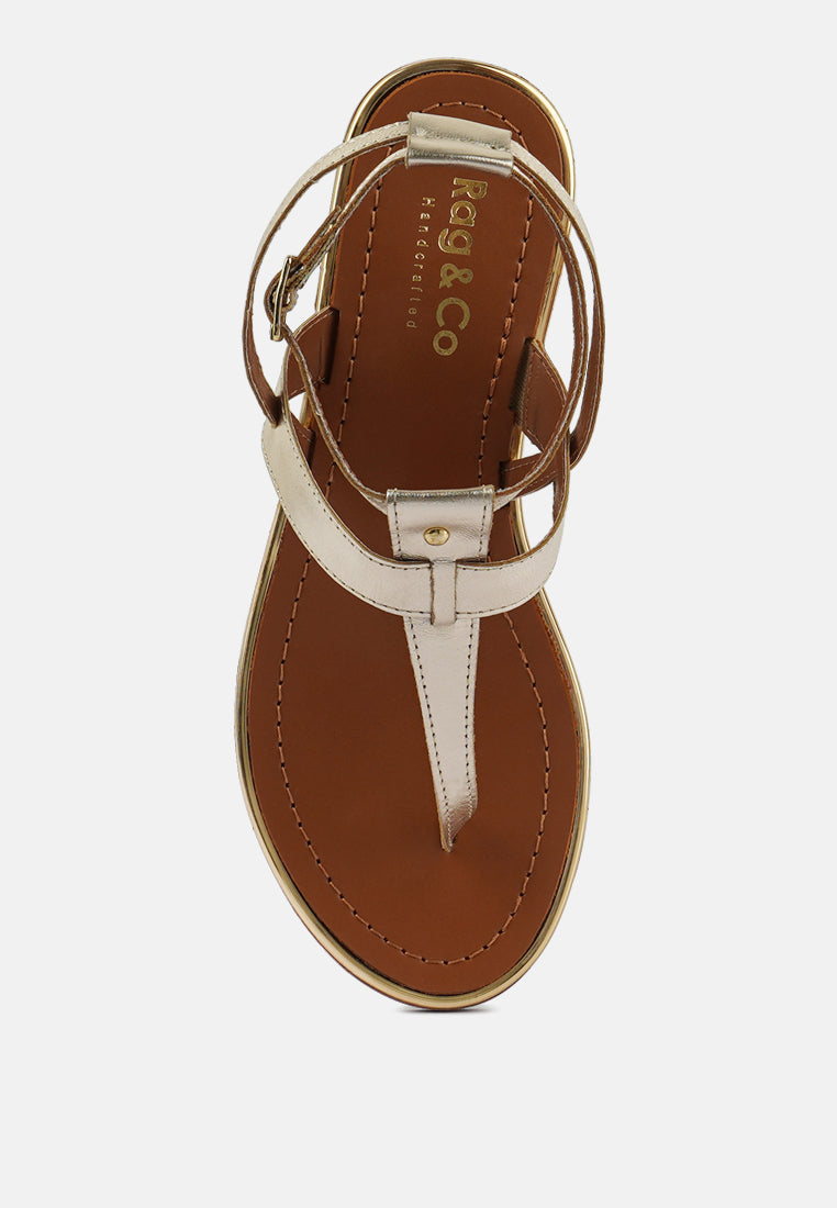 IRENE Gold Flat Thong Sandals#color_gold