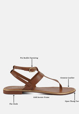IRENE Tan Flat Thong Sandals#color_tan