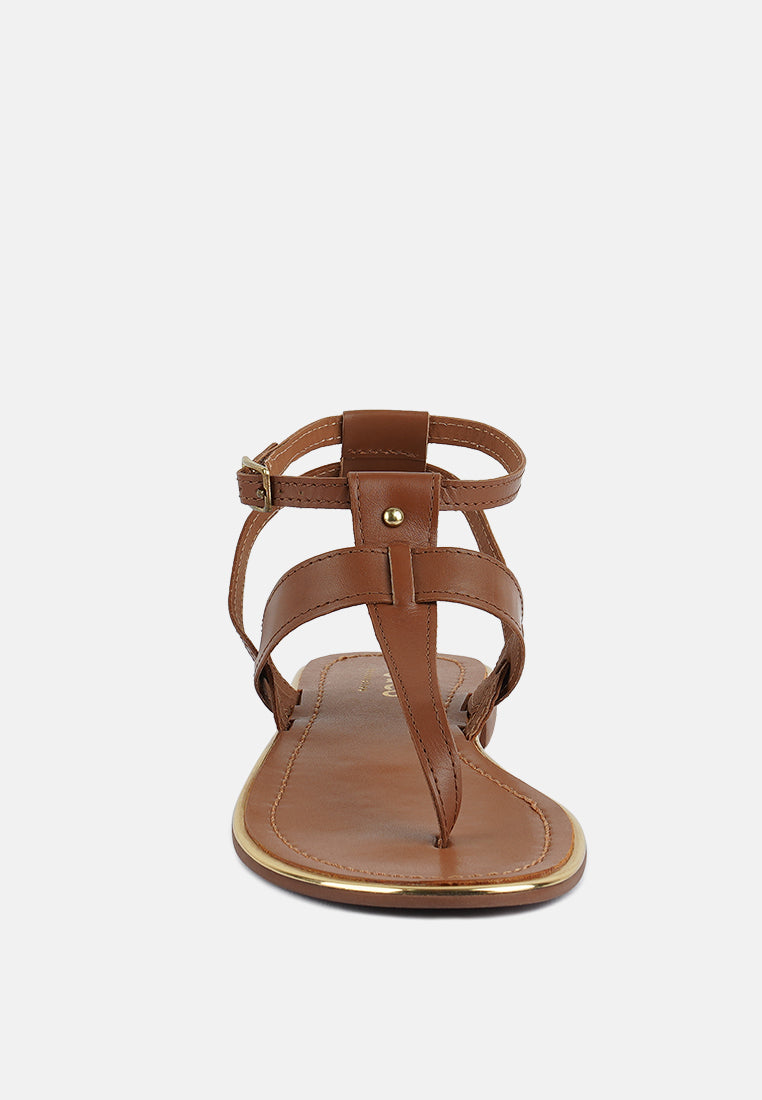 IRENE Tan Flat Thong Sandals#color_tan