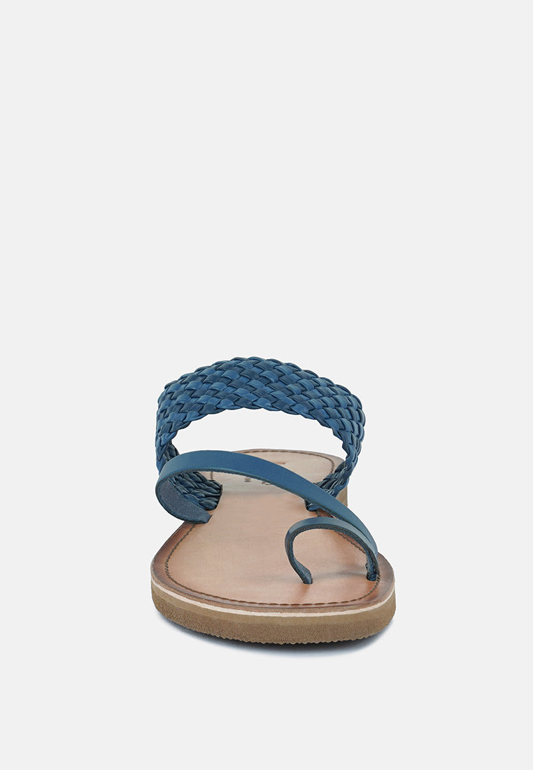 ISIDORA Braided Leather Flat Sandal#color_blue