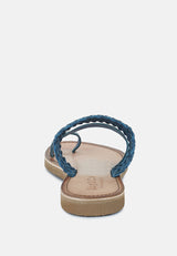 ISIDORA Braided Leather Flat Sandal#color_blue