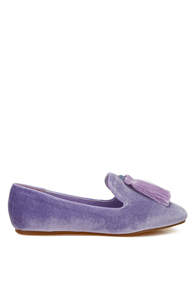 tromso iconic tassel detail velvet loafers#color_lilac