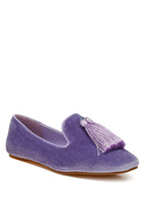 tromso iconic tassel detail velvet loafers#color_lilac