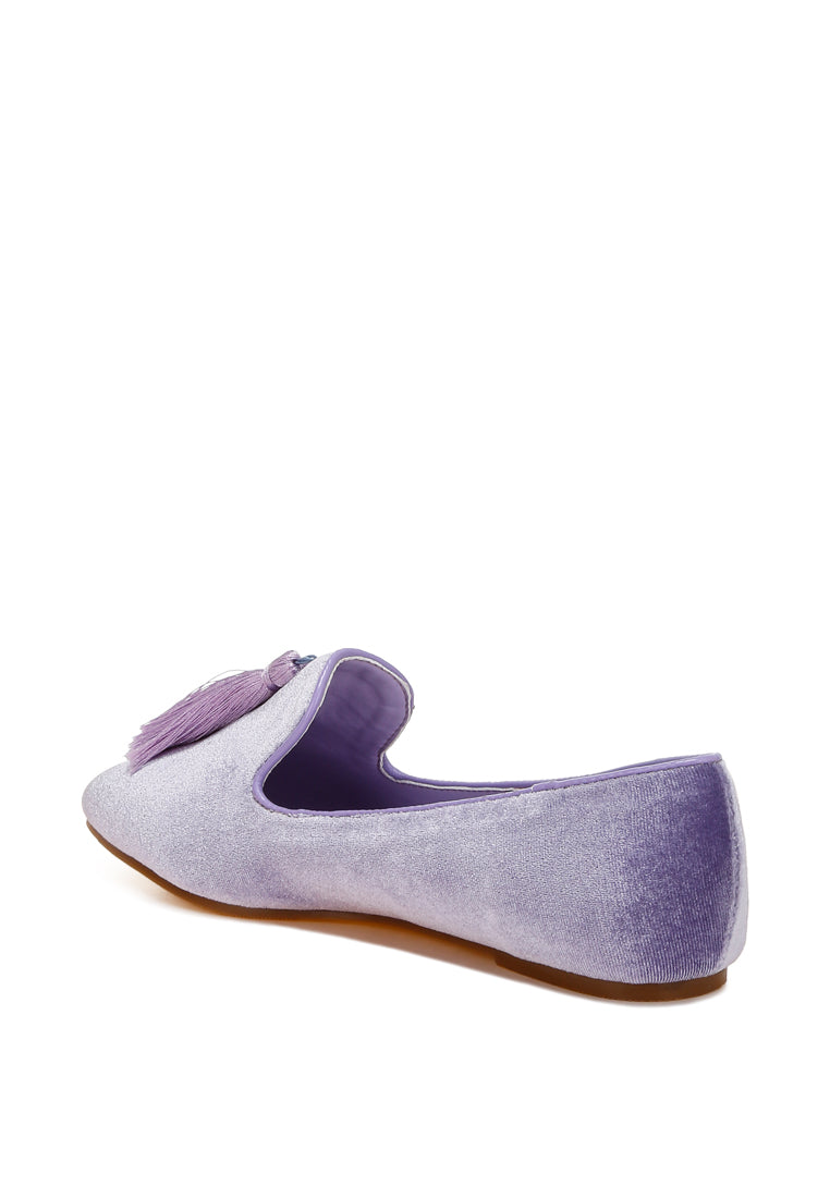 tromso iconic tassel detail velvet loafers#color_lilac