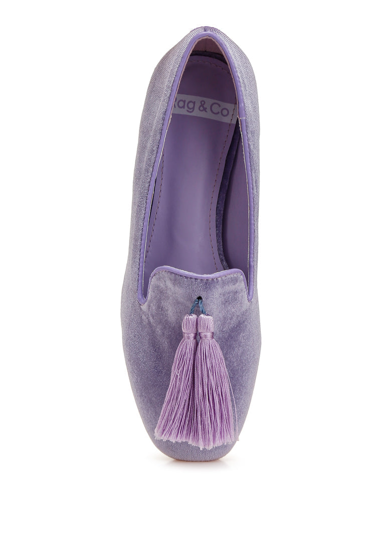 tromso iconic tassel detail velvet loafers#color_lilac