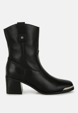 iliad genuine leather metallic accent ankle boots#color_black