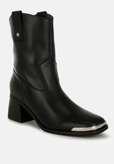 iliad genuine leather metallic accent ankle boots#color_black