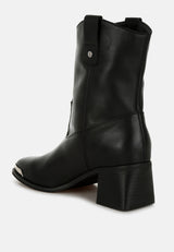 iliad genuine leather metallic accent ankle boots#color_black