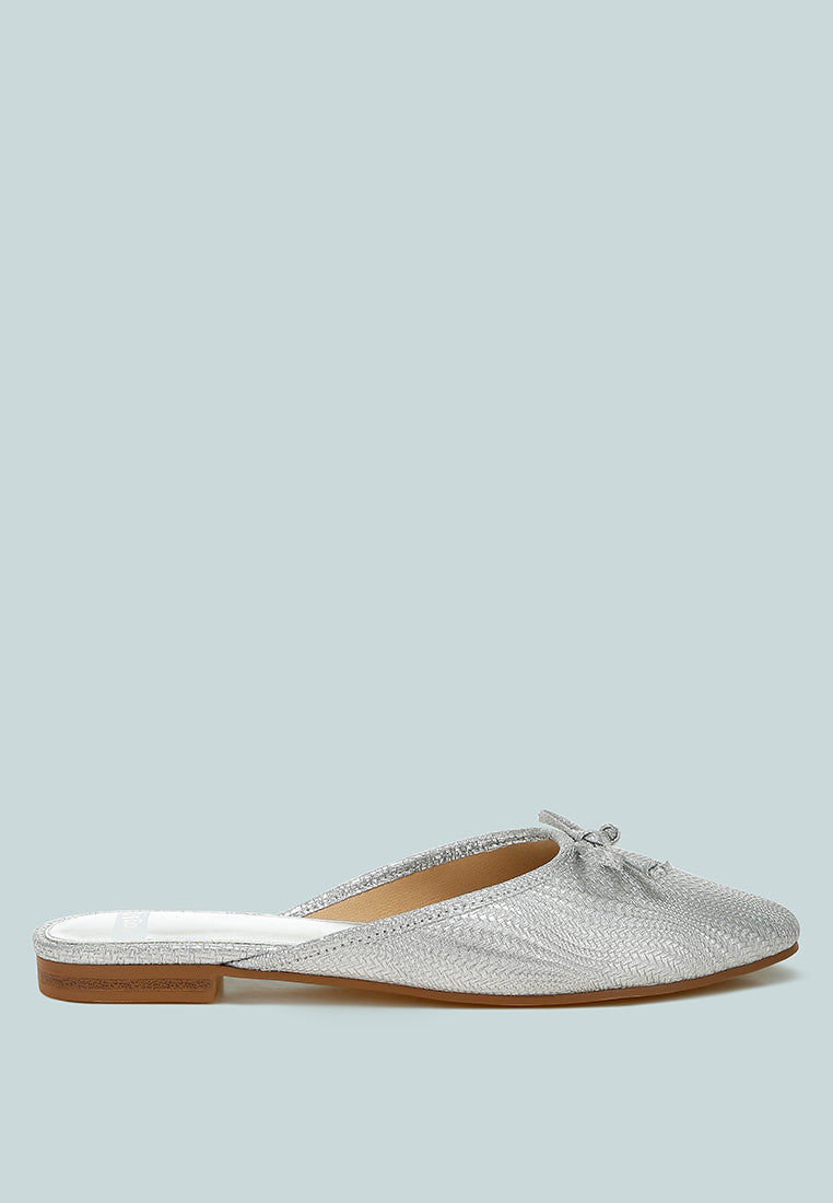 jaylor party bow slip-on mules#color_silver