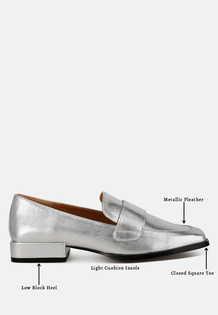 jongs metallic penny loafers#color_silver