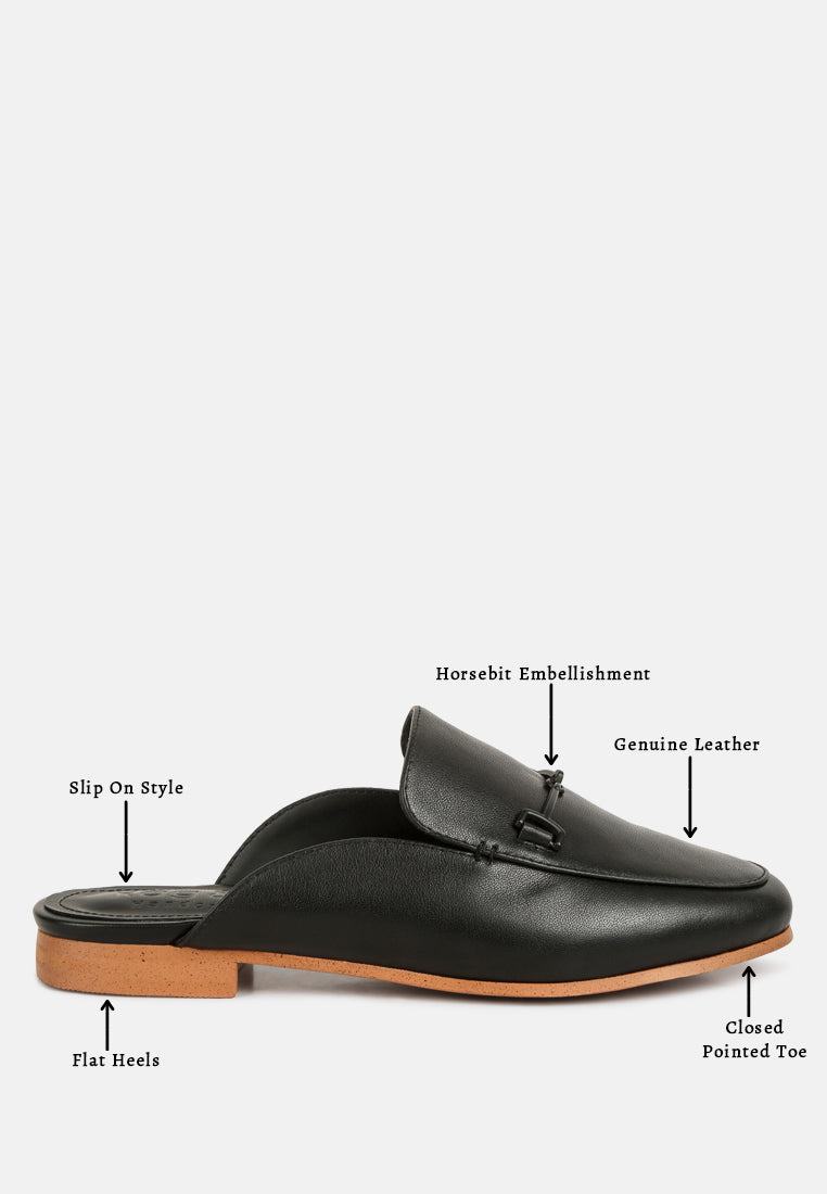 KRISTY Horsebit Embellished Mules in Black#color_black