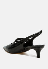 kanebei triple strap slingback sandals#color_black