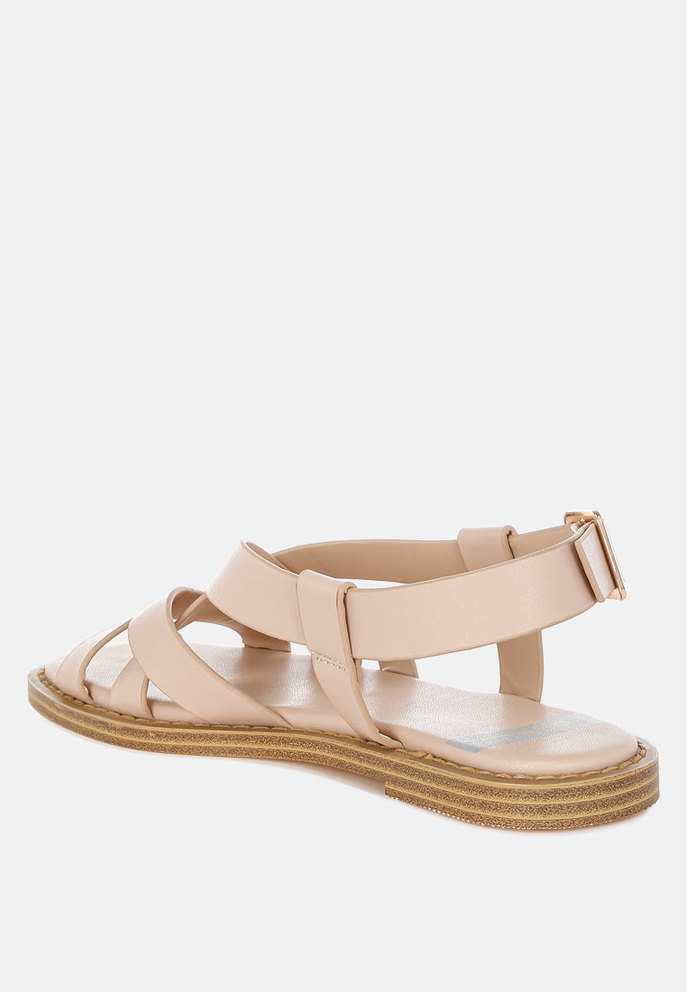 kapaka real leather flat gladiator sandals#color_beige