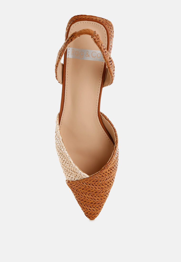 kinjay pointy toe slingback sandals#color_tan