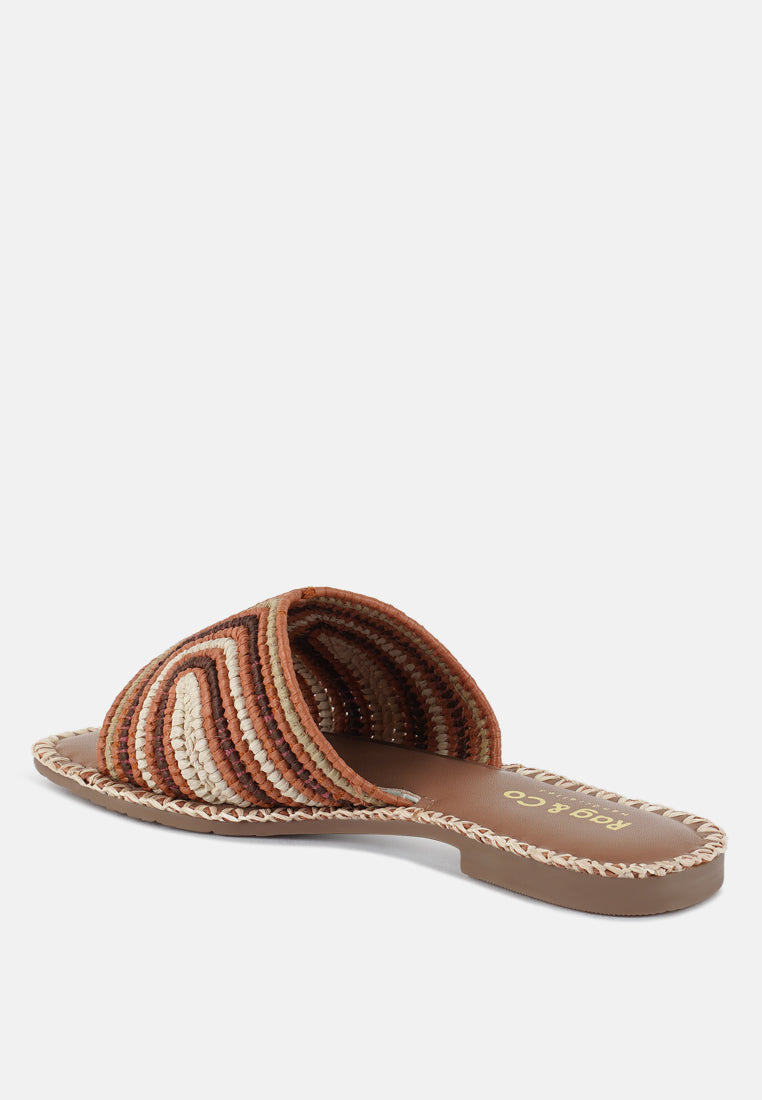 kivah handwoven raffia slip-on flats#color_brown