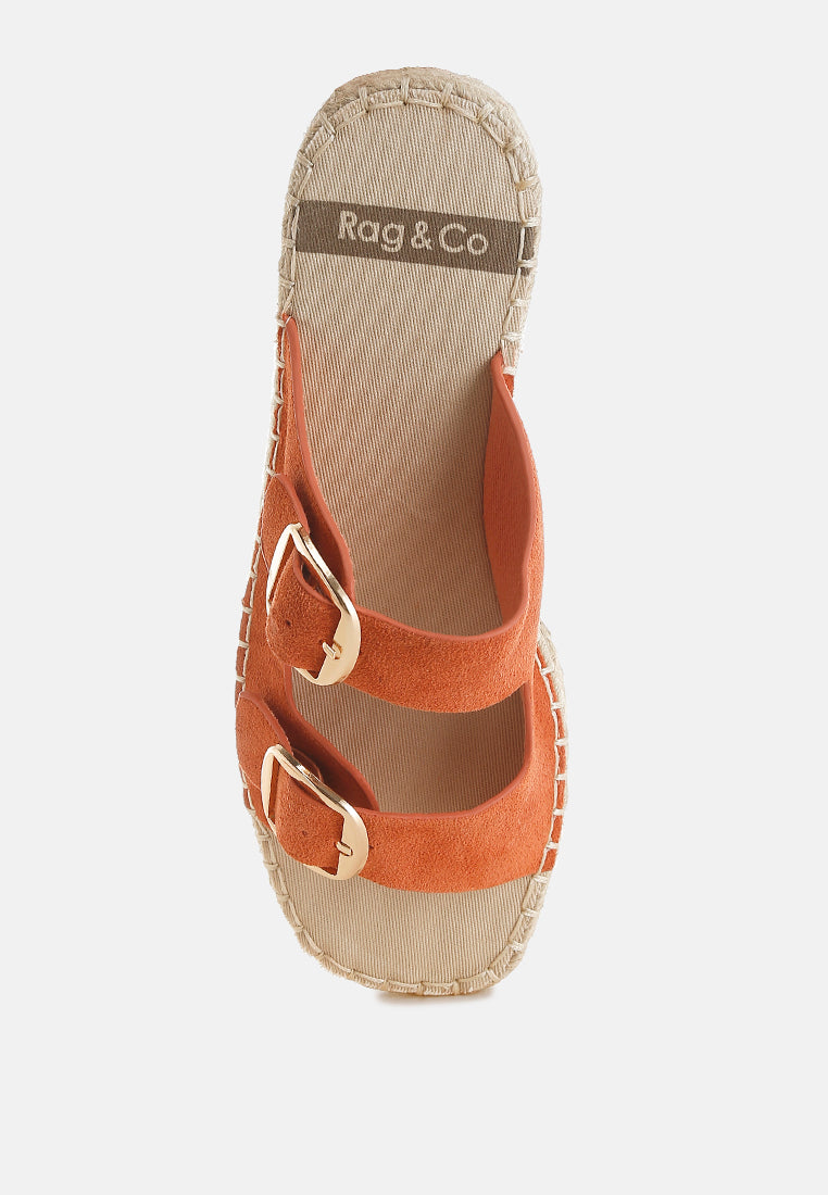 kuopa genuine soft leather espadrille flatform sandals#color_tan