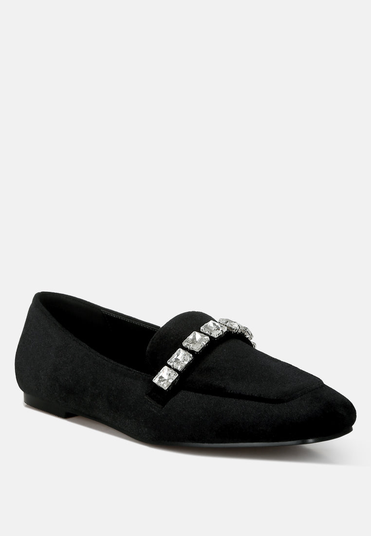 kyari velvet diamante strap loafers#color_black