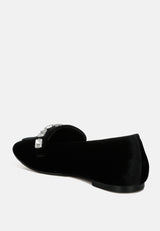 kyari velvet diamante strap loafers#color_black