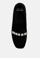 kyari velvet diamante strap loafers#color_black