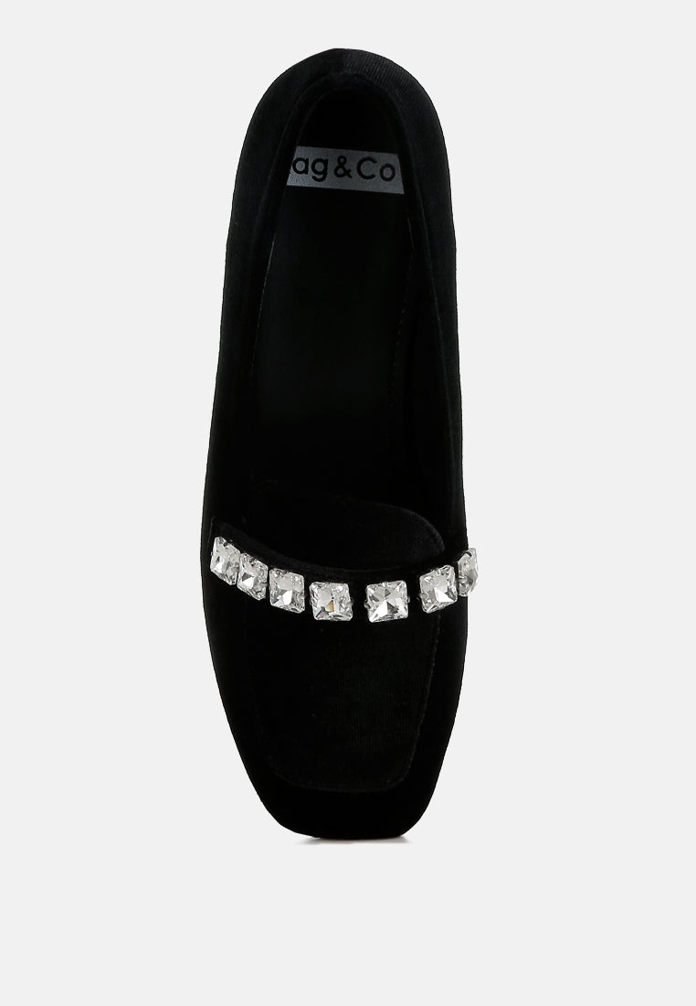 kyari velvet diamante strap loafers#color_black