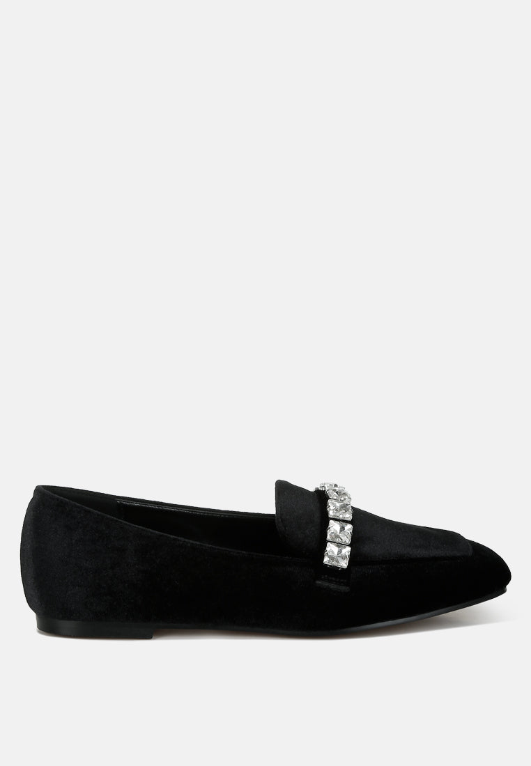 kyari velvet diamante strap loafers#color_black