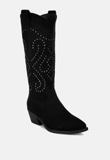 lariat studs embellished cowboy boots#color_black