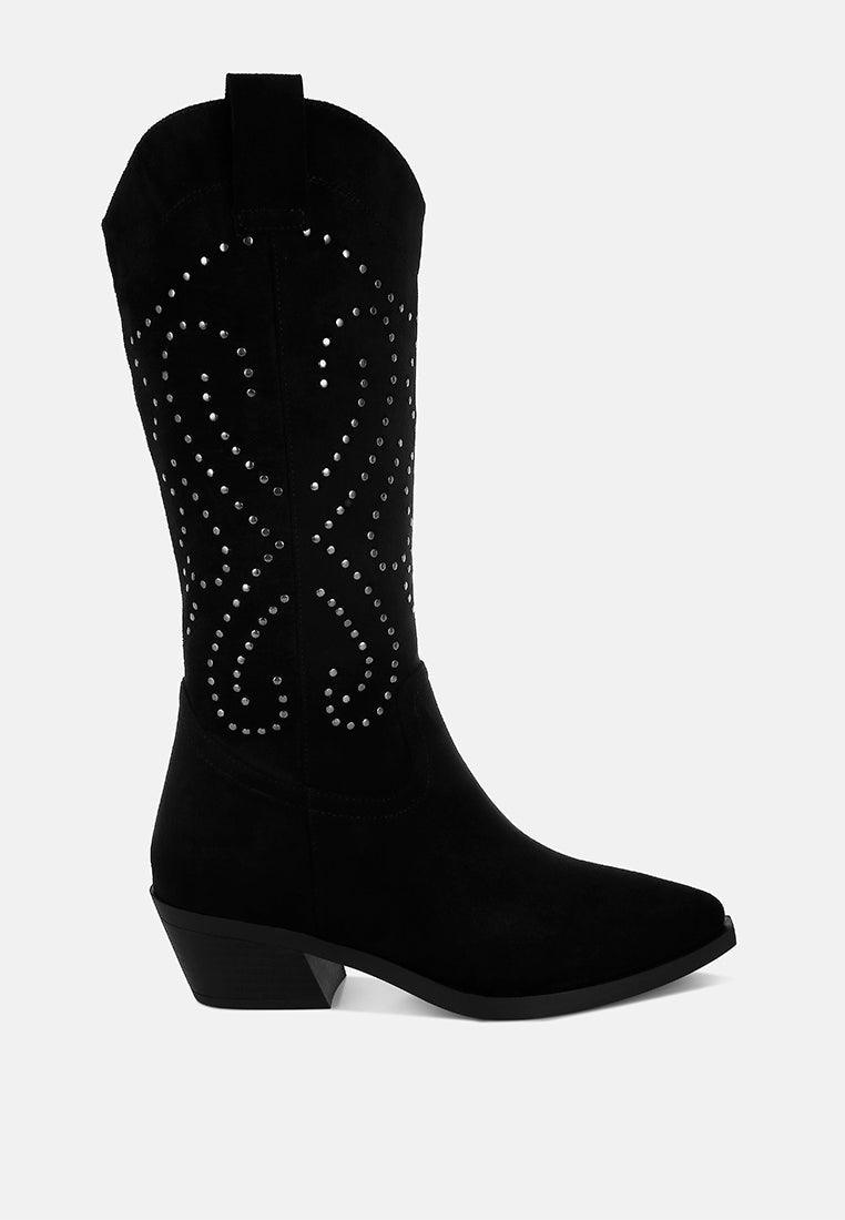 lariat studs embellished cowboy boots#color_black