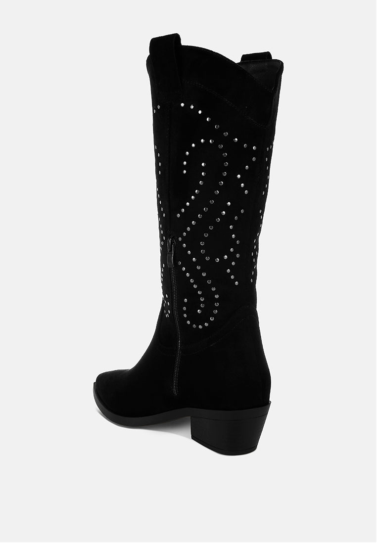 lariat studs embellished cowboy boots#color_black