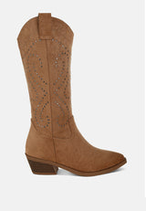 lariat studs embellished cowboy boots#color_camel