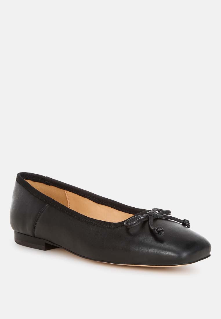 lutten square-toe bow ballerinas#color_black