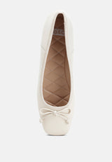 lutten square-toe bow ballerinas#color_beige