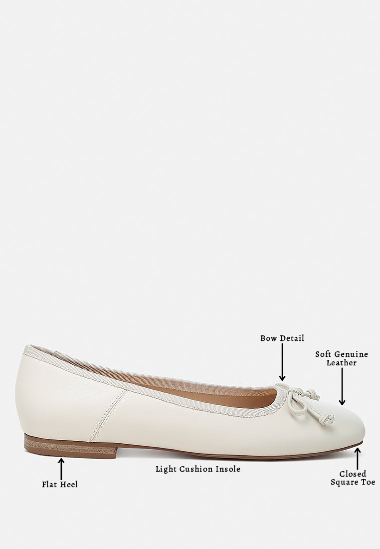 lutten square-toe bow ballerinas#color_beige