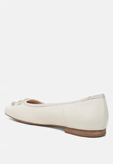 lutten square-toe bow ballerinas#color_beige