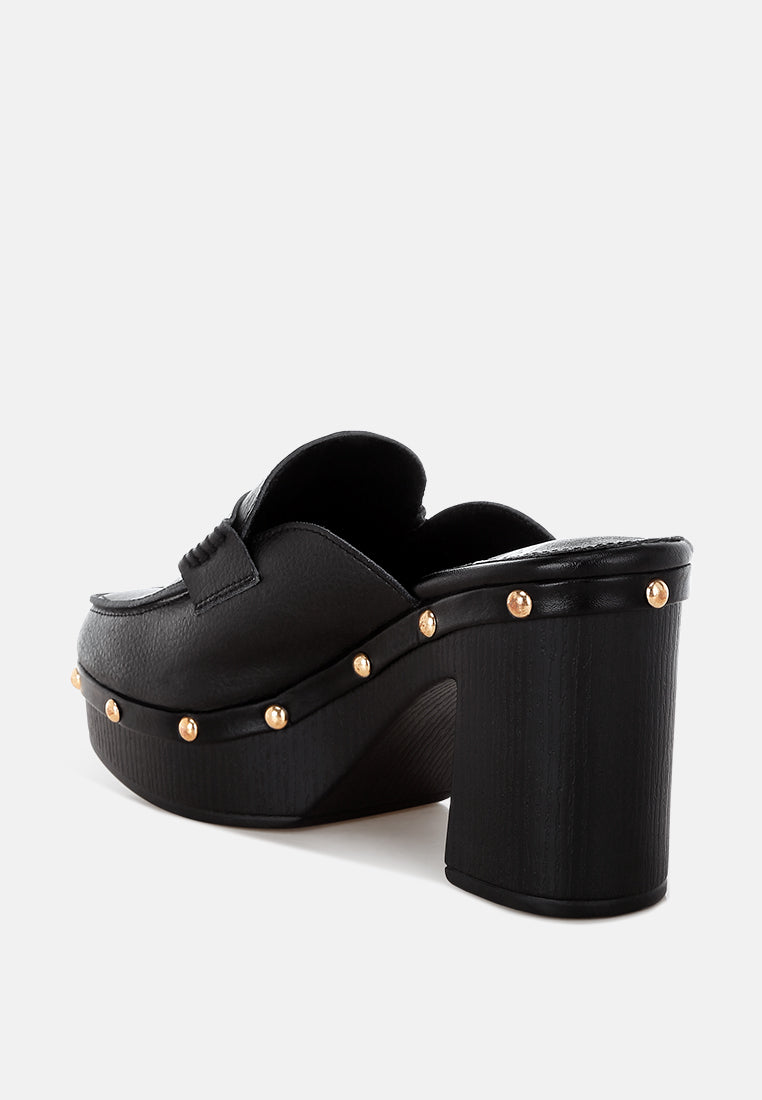 Lyrac Recycled Leather Platform Clogs#color_black