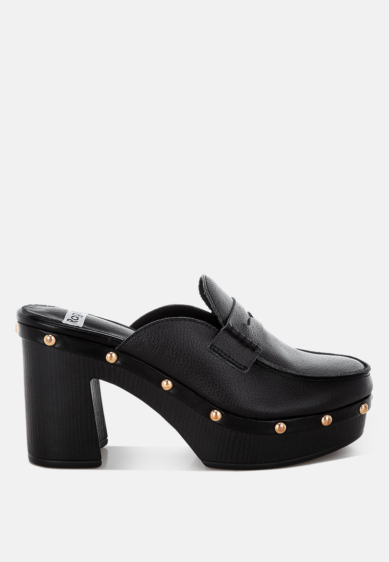 Lyrac Recycled Leather Platform Clogs#color_black