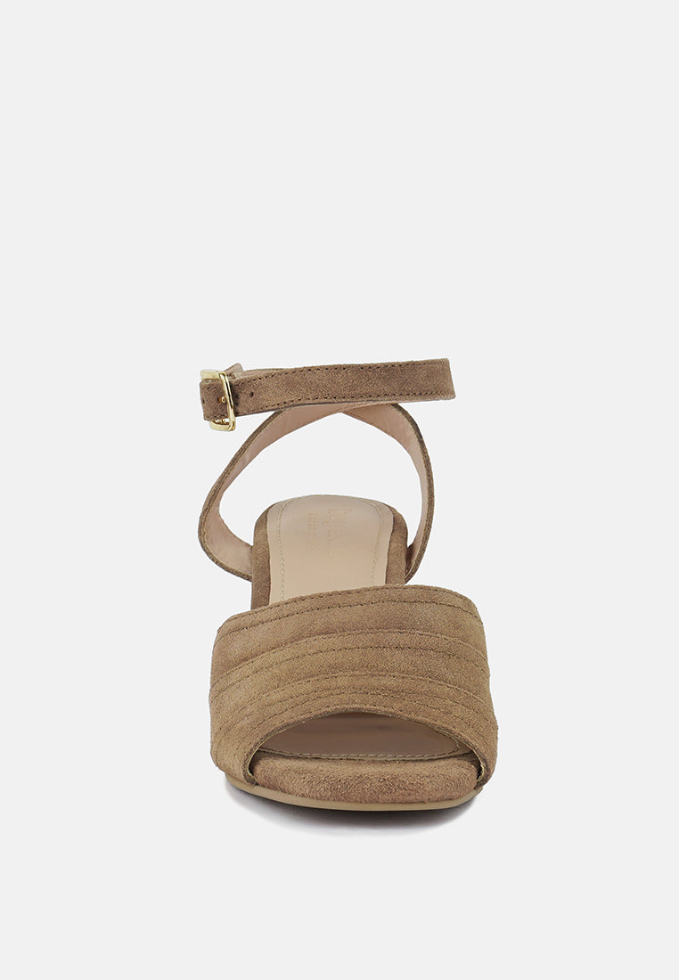 MON-BEAU Fine Suede Block Heeled Sandal#color_tan