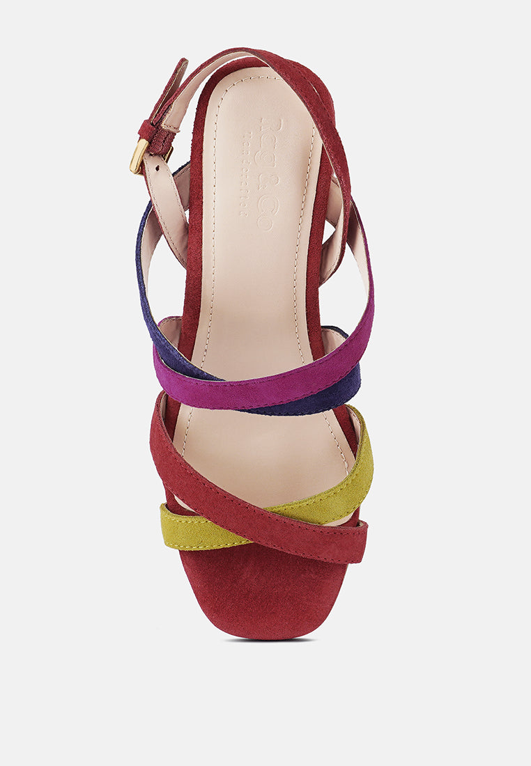 MON-LAPIN High Block Heel Leather Sandal#color_red-multi