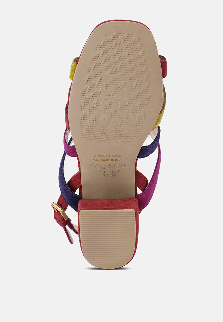 MON-LAPIN High Block Heel Leather Sandal#color_red-multi