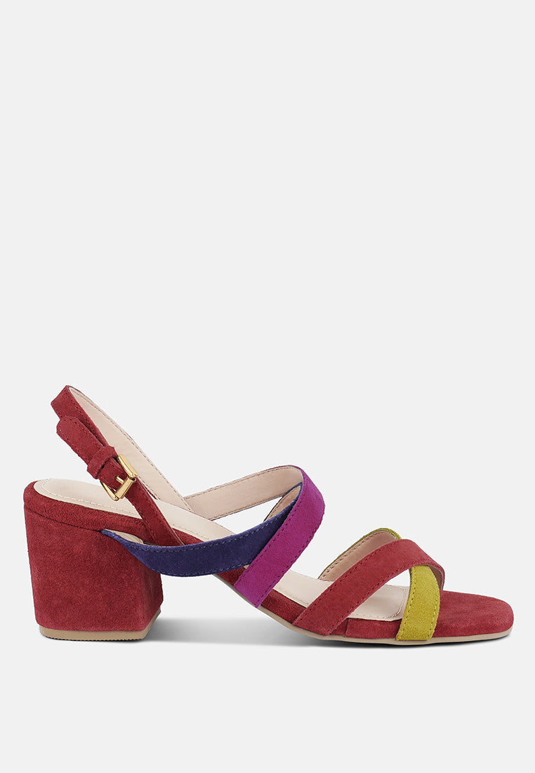 MON-LAPIN High Block Heel Leather Sandal#color_red-multi