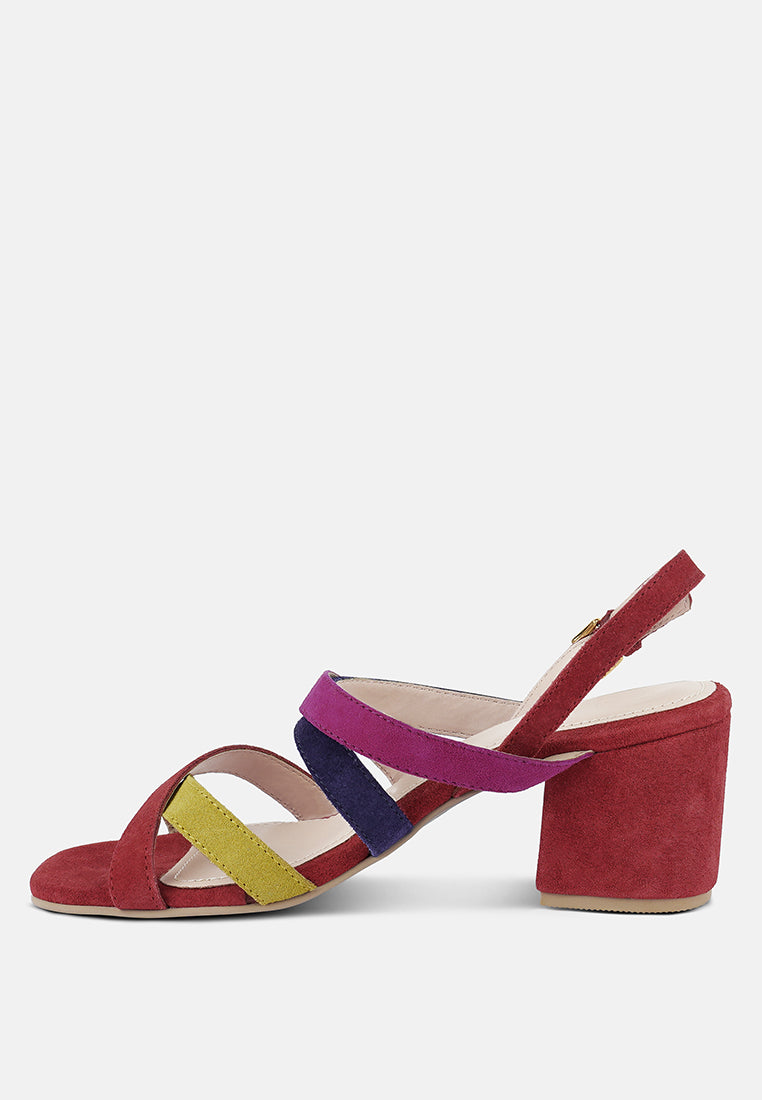 MON-LAPIN High Block Heel Leather Sandal#color_red-multi