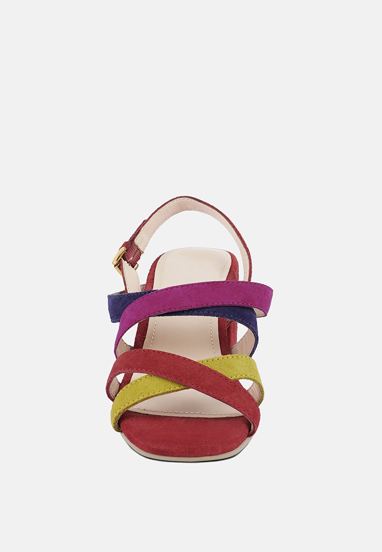 MON-LAPIN High Block Heel Leather Sandal#color_red-multi