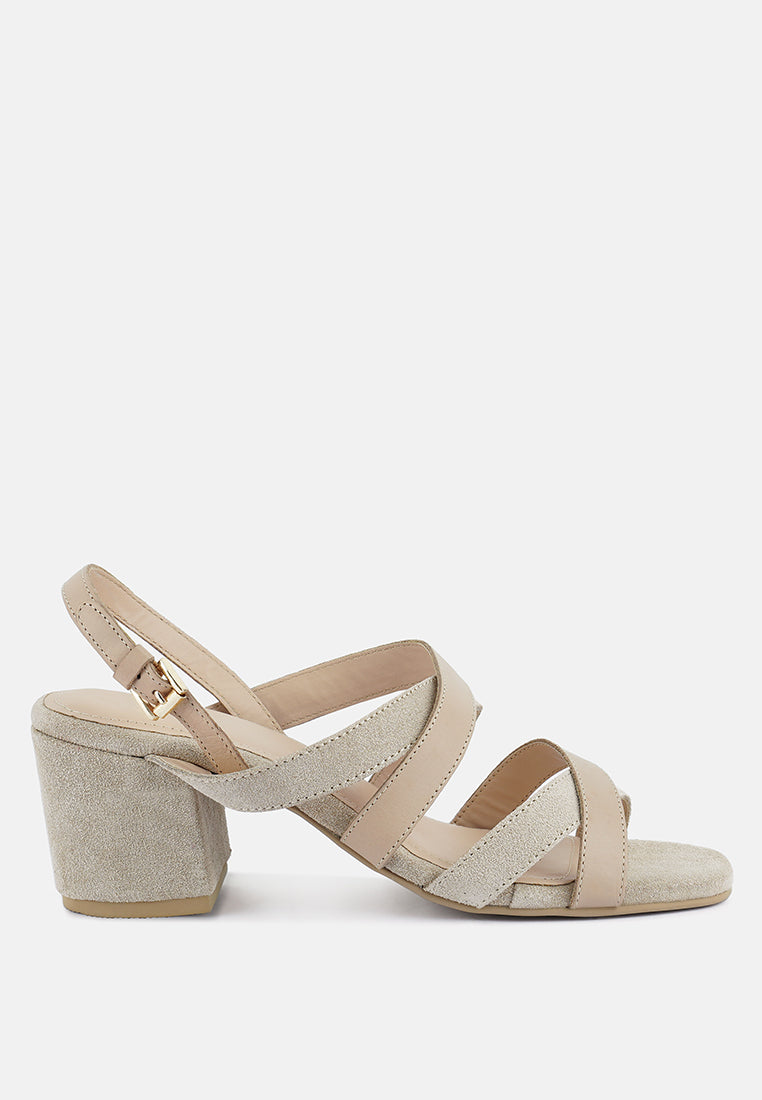 MON-LAPIN High Heeled Block Leather Sandal#color_nude