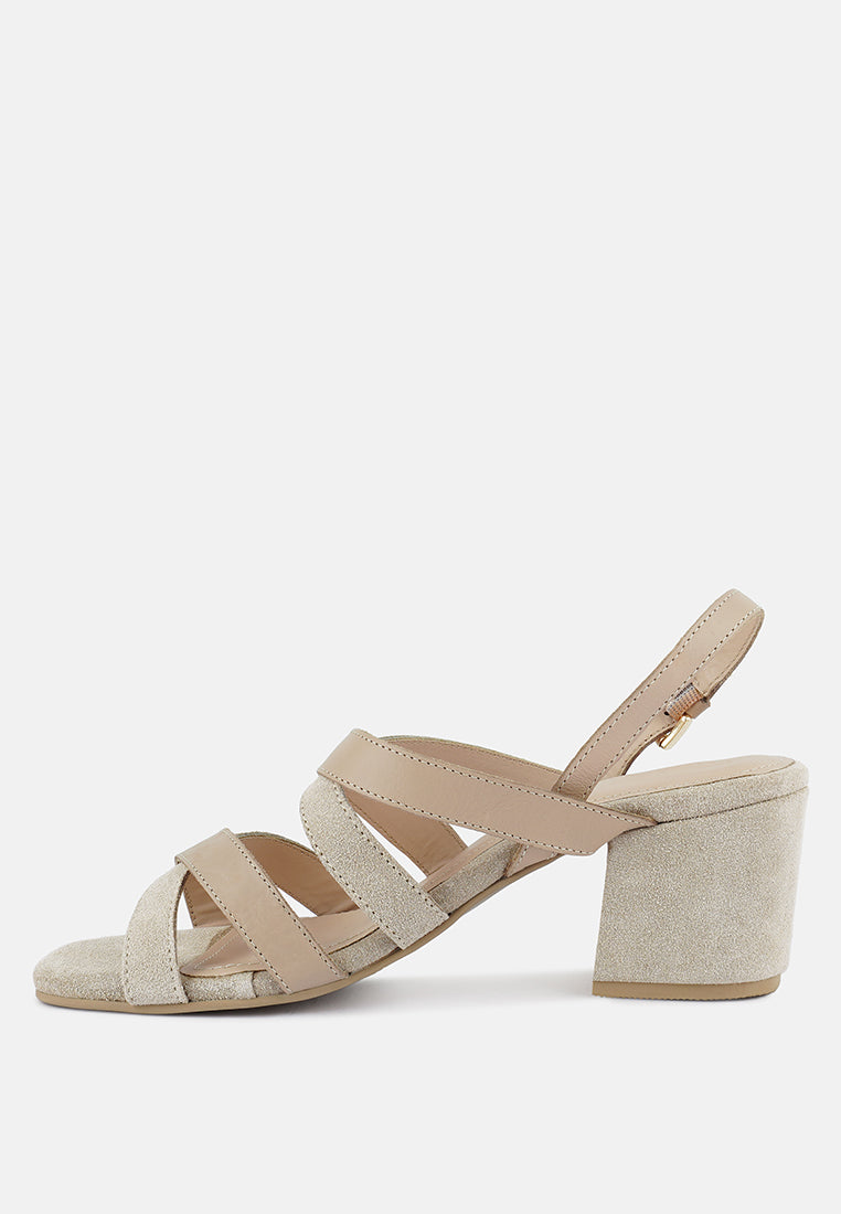 MON-LAPIN High Heeled Block Leather Sandal#color_nude