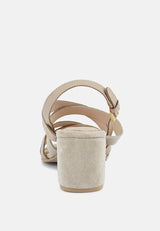MON-LAPIN High Heeled Block Leather Sandal#color_nude