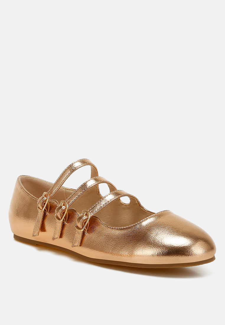 macarina triple strap mary jane sandals#color_rose gold