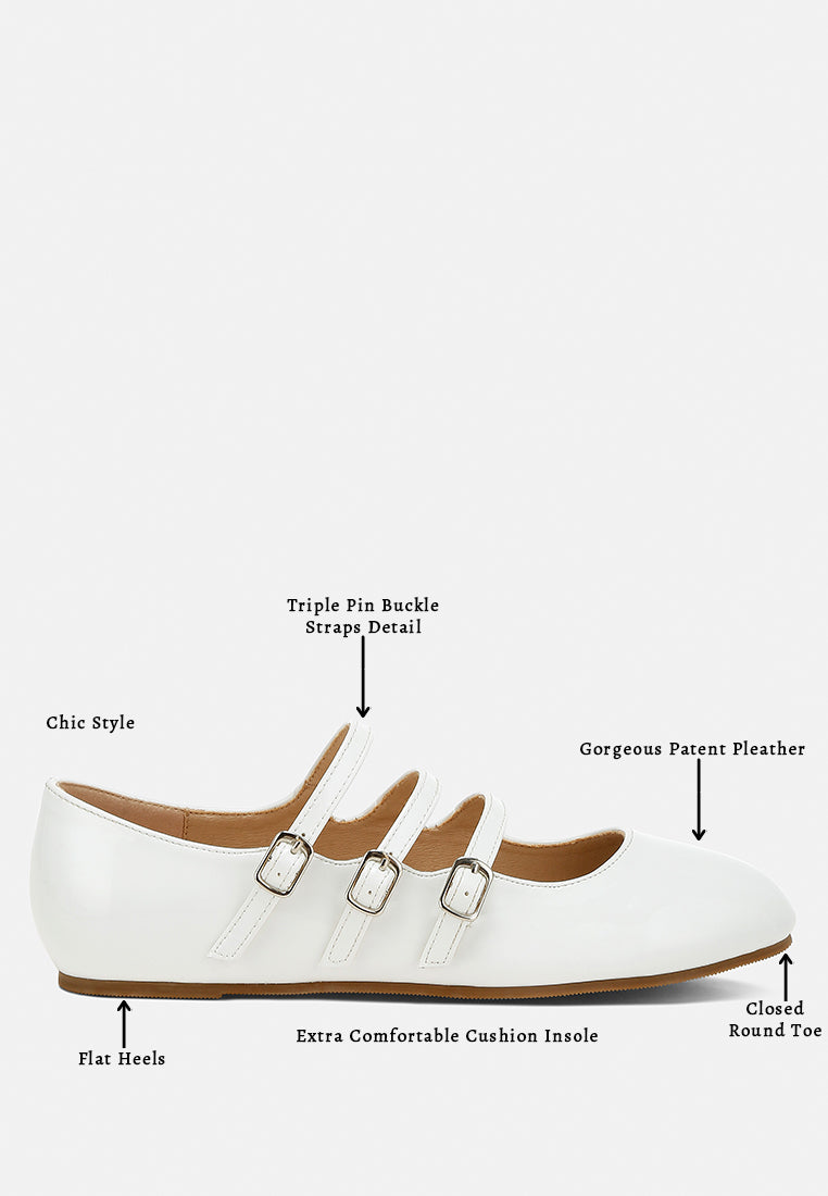macarina triple strap mary jane sandals#color_white patent